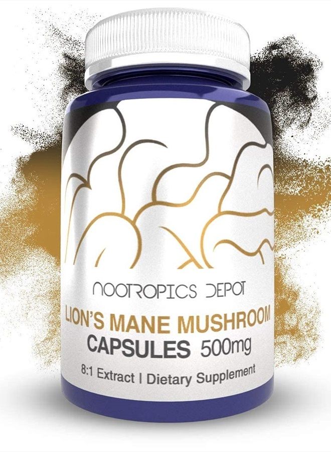 Nootropics Depot كبسولات فطر ذيل الأسد | 8:1 استخراج مزدوج للجسم الثمري الكامل | 500 ملغ | 60 حبة | هيريسيوم إيريناسيوس - Image 1