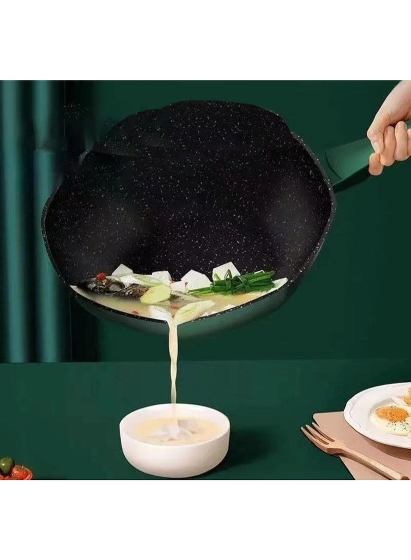 مقلاة ووك عميقة للزيت. مصنوعة من الجرانيت، وغطاء بايركس عالي الجودة. - Image 4