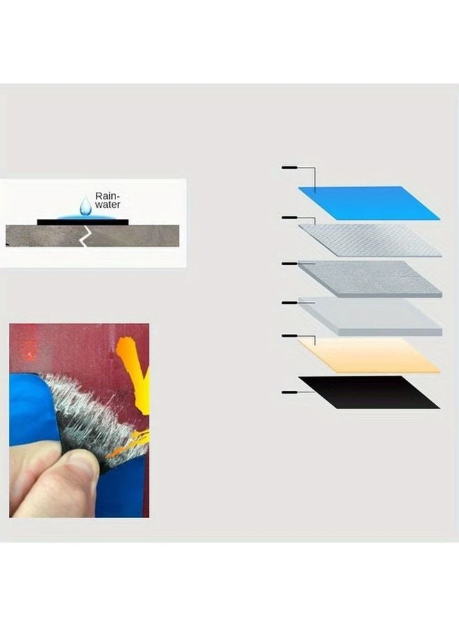 شريط إصلاح أسقف ثقيل مقاوم للماء ذاتي اللصق، أزرق، مقاس 7.88 بوصة × 196.85 بوصة، مقاوم للتسرب ومتحمل لدرجات الحرارة العالية - Image 5