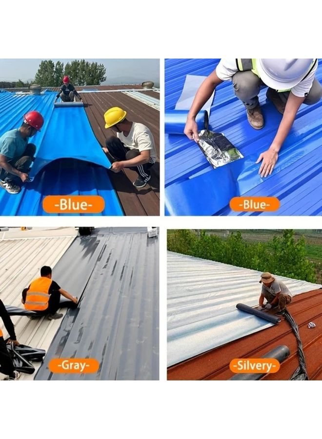 شريط إصلاح أسقف ثقيل مقاوم للماء ذاتي اللصق، أزرق، مقاس 7.88 بوصة × 196.85 بوصة، مقاوم للتسرب ومتحمل لدرجات الحرارة العالية - Image 3