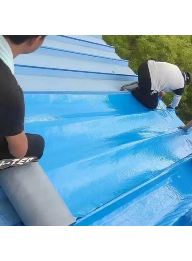 شريط إصلاح أسقف ثقيل مقاوم للماء ذاتي اللصق، أزرق، مقاس 7.88 بوصة × 196.85 بوصة، مقاوم للتسرب ومتحمل لدرجات الحرارة العالية - Image 2