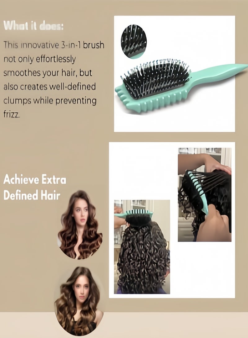 كيفن فرشاة تصفيف الشعر كيرل ديفاين، فرشاة شعر مجعد، فرشاة فك تشابك الشعر الرطب والجاف، الأداة الأساسية لتشكيل وتصفيف تجعيد الشعر، وتحقيق تجعيد محدد تمامًا (أخضر) - Image 3