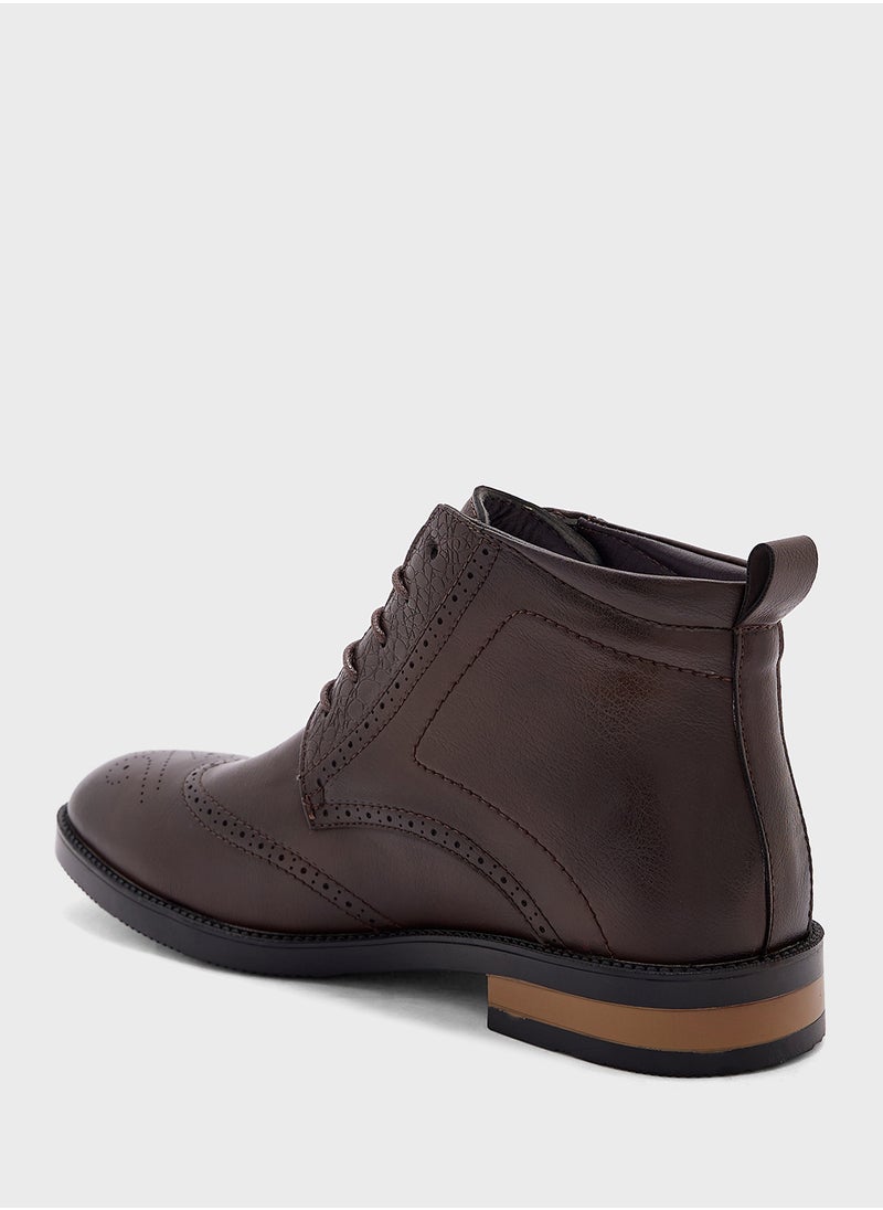 Robert Wood - Wing Cap Formal Lace Up Boots - Image 1