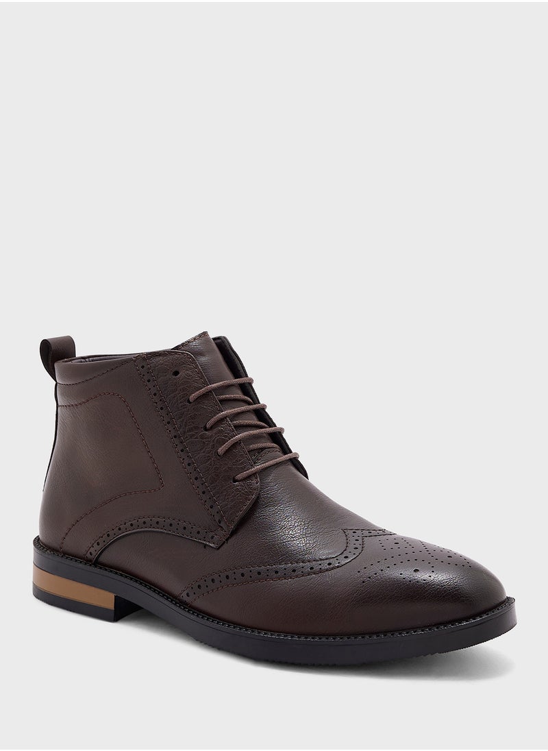 Robert Wood - Wing Cap Formal Lace Up Boots - Image 1