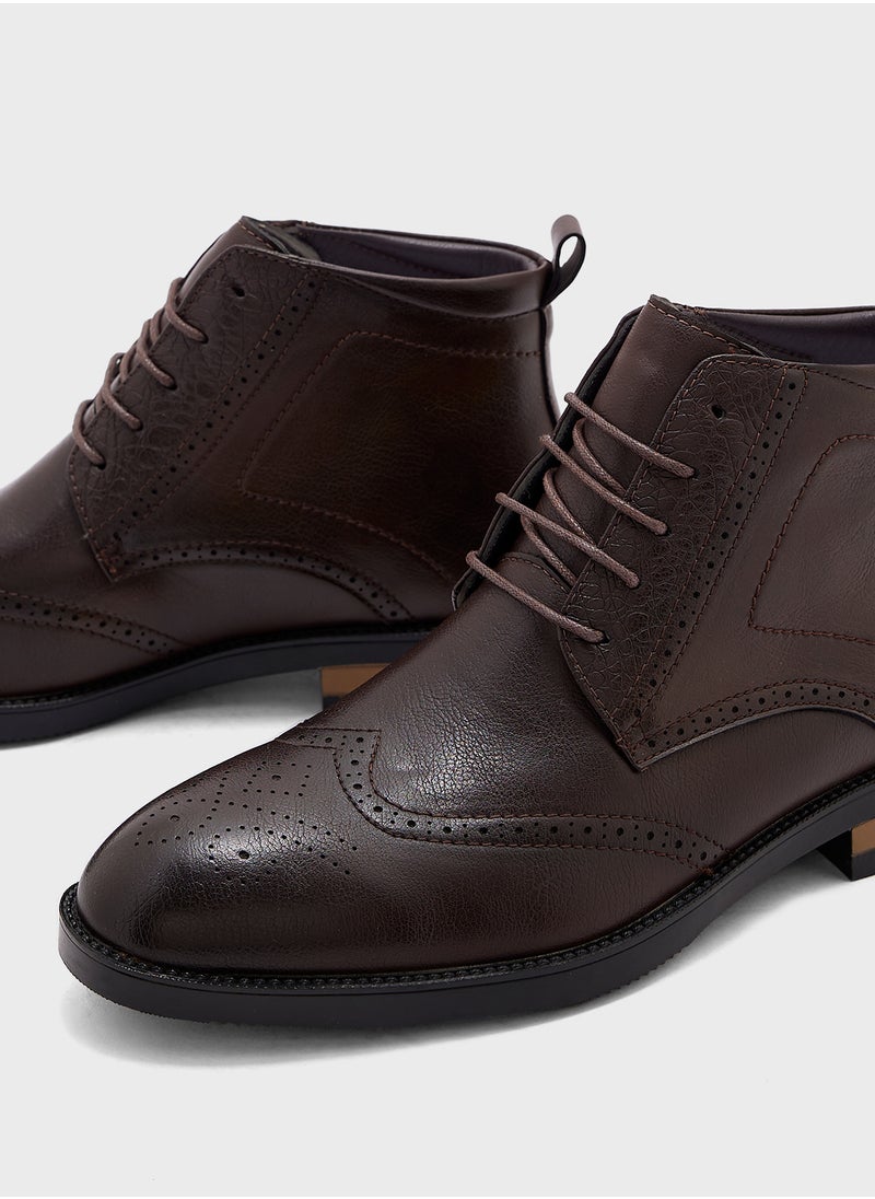 Robert Wood - Wing Cap Formal Lace Up Boots - Image 1