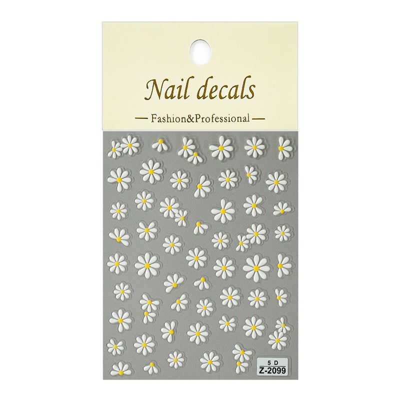 New 5D Embossed Nail Stickers with Spring Daisy Design - Z1937 - Image 5