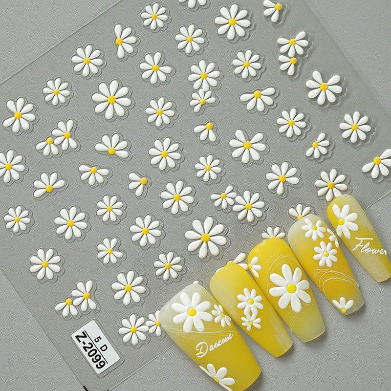 New 5D Embossed Nail Stickers with Spring Daisy Design - Z1937 - Image 4
