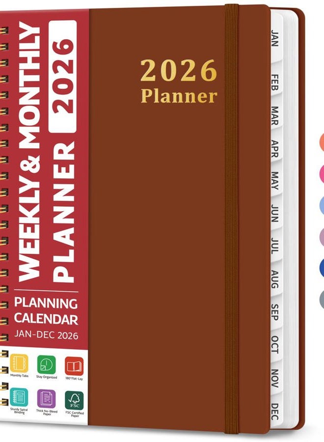 Taja 2026 Planner, Weekly and Monthly Planner, January 2026 - December 2026, Hardcover 2026 Calendar Planner Book with Tabs For Women & Men, Inner Pocket, Spiral Bound, Perfect for Office Home School - Image 1