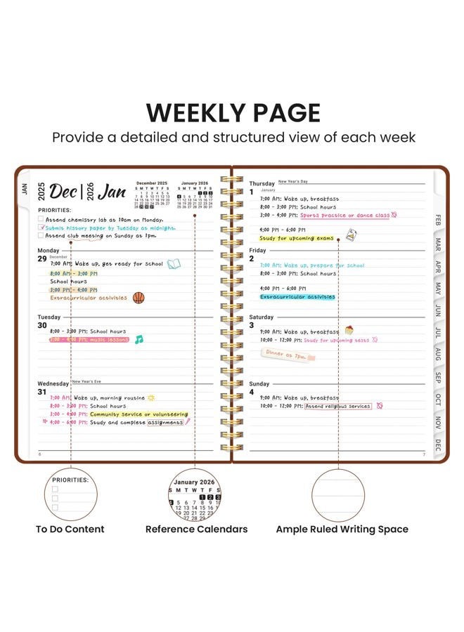 Taja 2026 Planner, Weekly and Monthly Planner, January 2026 - December 2026, Hardcover 2026 Calendar Planner Book with Tabs For Women & Men, Inner Pocket, Spiral Bound, Perfect for Office Home School - Image 3