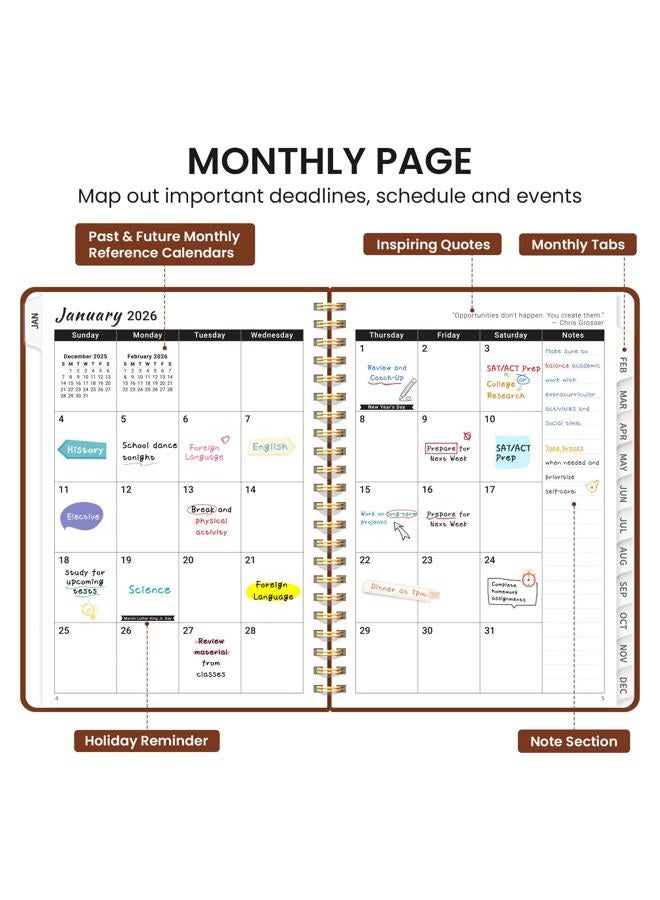 Taja 2026 Planner, Weekly and Monthly Planner, January 2026 - December 2026, Hardcover 2026 Calendar Planner Book with Tabs For Women & Men, Inner Pocket, Spiral Bound, Perfect for Office Home School - Image 2