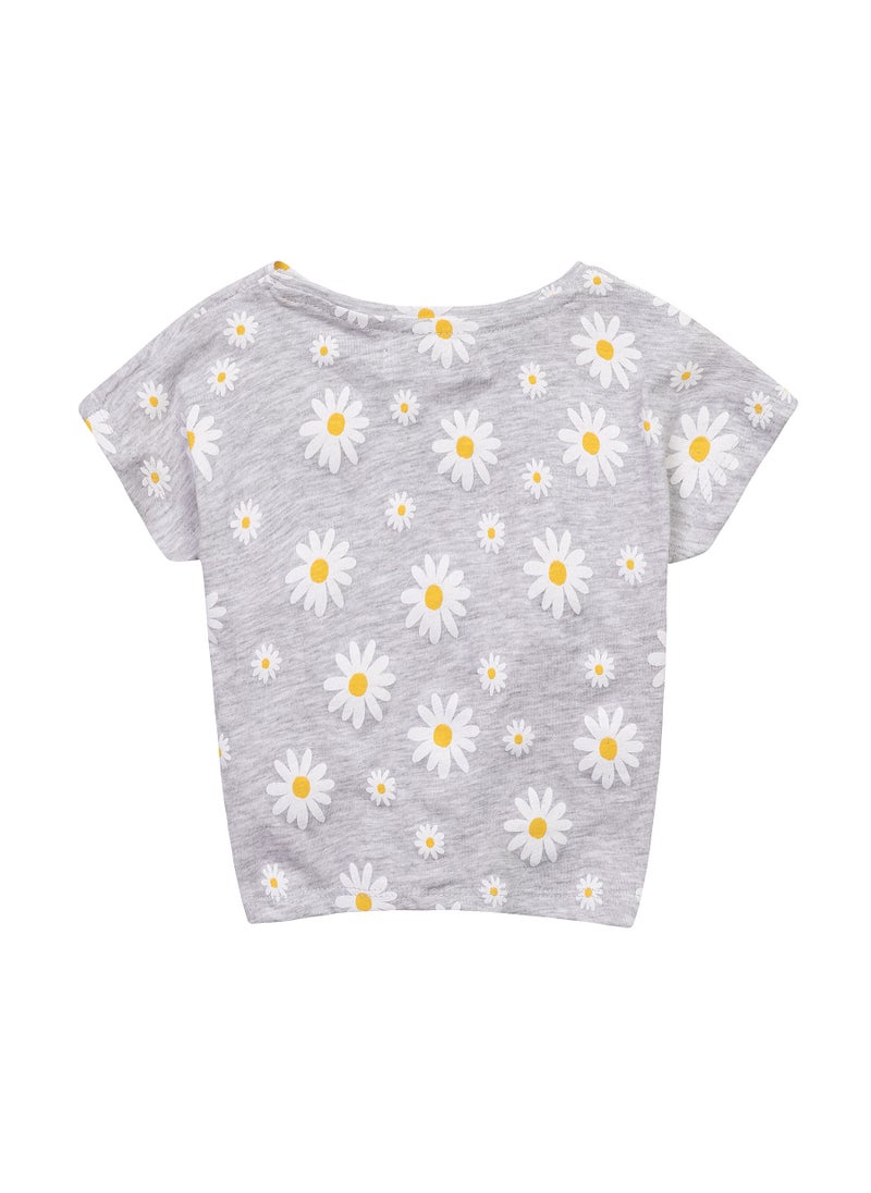 MINOTI Girls Printed T-Shirt with Front Tie  - Image 2