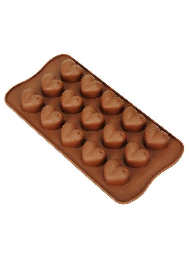 Stewit Silicone Chocolate Candy Mould, Heart Shape | 15 Cavity Mold, Re-Usable | 21 X 10.7 cm | Brown - Image 1