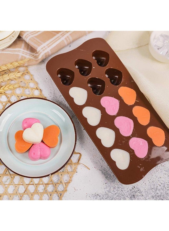 Stewit Silicone Chocolate Candy Mould, Heart Shape | 15 Cavity Mold, Re-Usable | 21 X 10.7 cm | Brown - Image 2