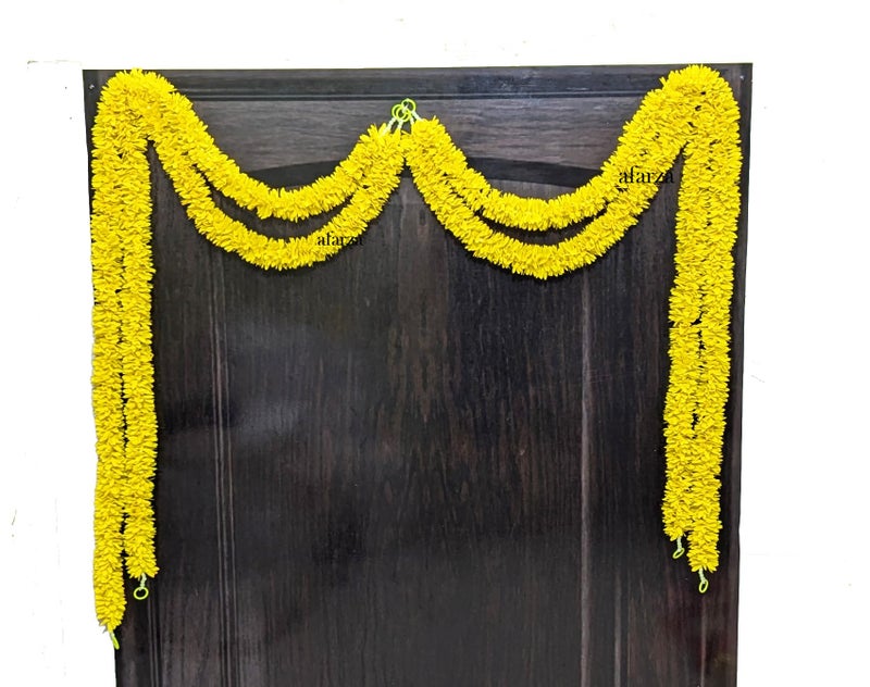 afarza Garland Toran for Door Hanging Entrance Decoration Bandarwal Handmade Festival Wedding Backdrop Haldi Mehndi Home Decor 4 Pieces (Yellow) - Image 4