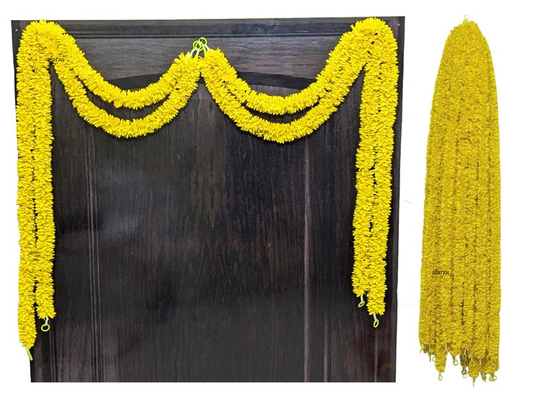 afarza Garland Toran for Door Hanging Entrance Decoration Bandarwal Handmade Festival Wedding Backdrop Haldi Mehndi Home Decor 4 Pieces (Yellow) - Image 1
