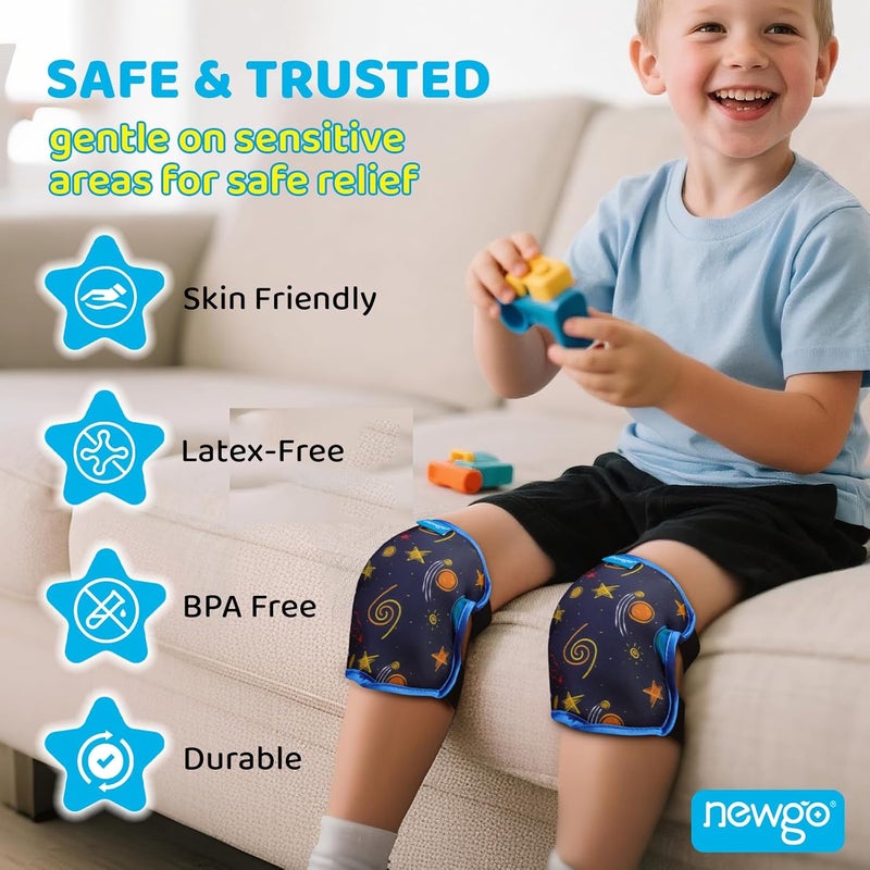 NEWGO Ice Pack for Kids Injuries Pain Relief 2 Pack Soft Children Knee Gel Cold Pack Wrap Reusable Child Large Ice Packs with Strap for Sports Injuries Ankle Sprain Elbow Knee Pain Relief - Image 2