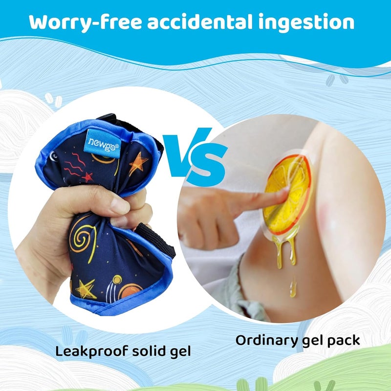 NEWGO Ice Pack for Kids Injuries Pain Relief 2 Pack Soft Children Knee Gel Cold Pack Wrap Reusable Child Large Ice Packs with Strap for Sports Injuries Ankle Sprain Elbow Knee Pain Relief - Image 5