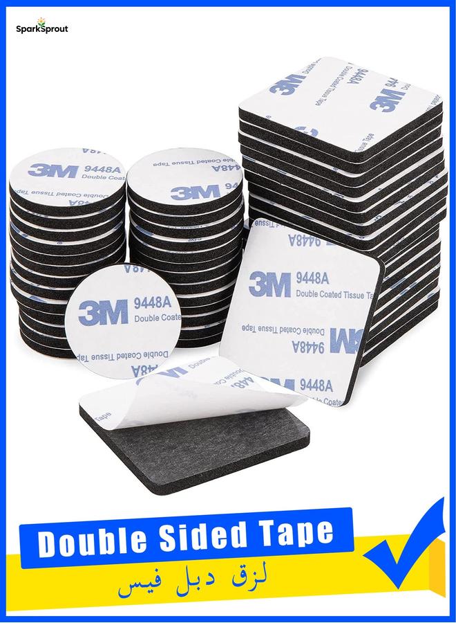100 Pcs Double Sided Tape Strong Heavy Duty Waterproof Tape Adhesive Foam Pad Tape for Holding Picture, Walls Picture, Light, Hooks, Home, Office, Square & Round, 40×40mm