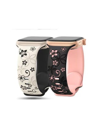 2 Pack Apple Watch Series 10 Straps, Flower Engraved Strap Compatible Apple Watch Strap 42mm/44mm/45mm/46mm/49mm Ladies, Lovely Flower iWatch Strap iWatch Series Soft Silicone Sport Band for iWatch Series SE 10 9 8 7 6 5 4 3 Ultra - pzsku/Z51978FAEB92436556787Z/45/1742866474/98b3f9ea-db17-45e1-a435-c52d9961acc4