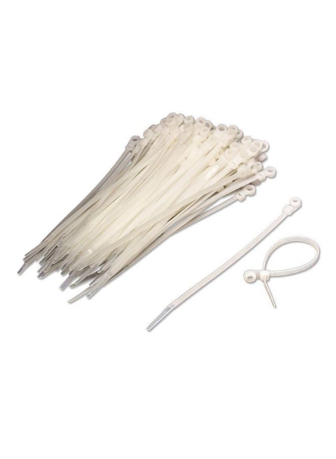 NavePoint 8 Inch Mount Head Screw Cable Wire Zip Tie 50 lbs Natural White 100 Pack Lot Pcs - Image 1