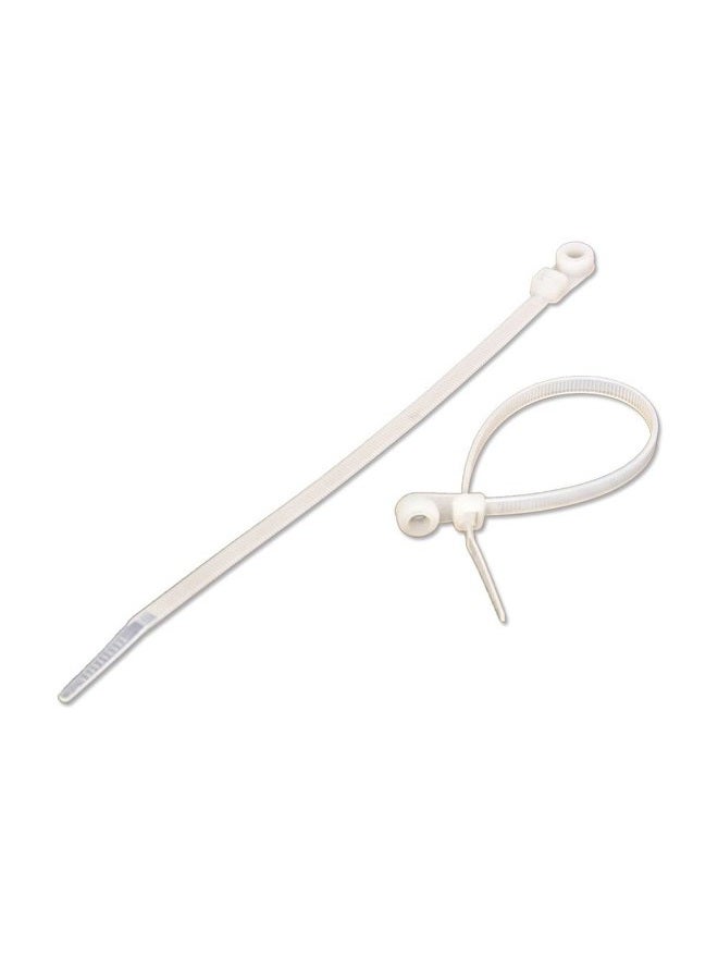 NavePoint 8 Inch Mount Head Screw Cable Wire Zip Tie 50 lbs Natural White 100 Pack Lot Pcs - Image 2