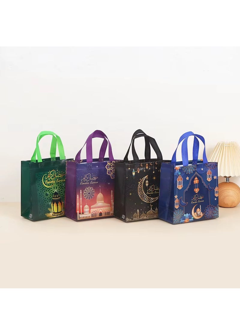 8 Pieces Ramadan Gift Wrap Bags Non-woven Fabric Reusable Bags with Comfortable Handles Purple 29×27×12cm - Image 5