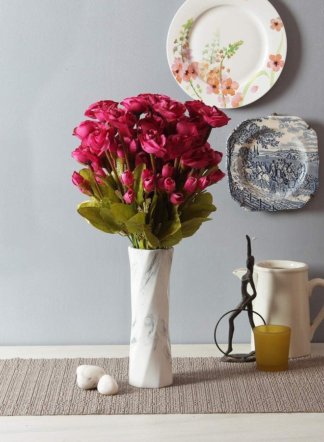 Fourwalls Blooming Artificial Rose Flower Bunches (38 cm Tall, Peach, 33 Flowers, Maroon) - Image 3