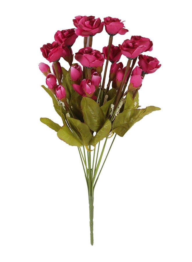 Fourwalls Blooming Artificial Rose Flower Bunches (38 cm Tall, Peach, 33 Flowers, Maroon) - Image 1