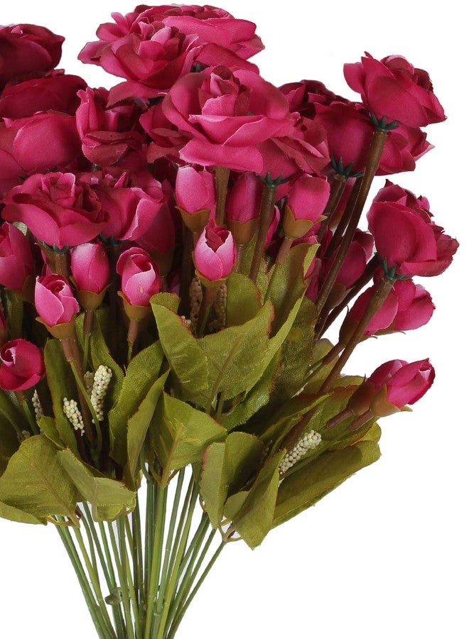 Fourwalls Blooming Artificial Rose Flower Bunches (38 cm Tall, Peach, 33 Flowers, Maroon) - Image 2