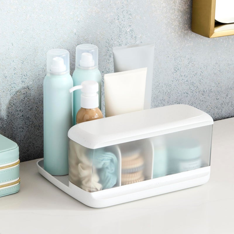 YouCopia HideAway Counter Caddy, Bathroom Vanity Countertop Organizer Tray with Adjustable Dividers and Lid - Image 4