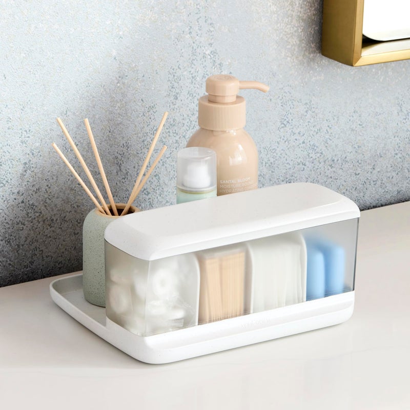 YouCopia HideAway Counter Caddy, Bathroom Vanity Countertop Organizer Tray with Adjustable Dividers and Lid - Image 5