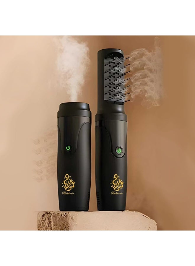 Bakhoor Upgraded Bakhoor Burner, Rechargeable Hair Incense Burner, Portable Comb Oud Bakhoor Holder, Electric Aromatherapy Machine with LED Indicator, Ideal for home, Office and Car (Black) - Image 1