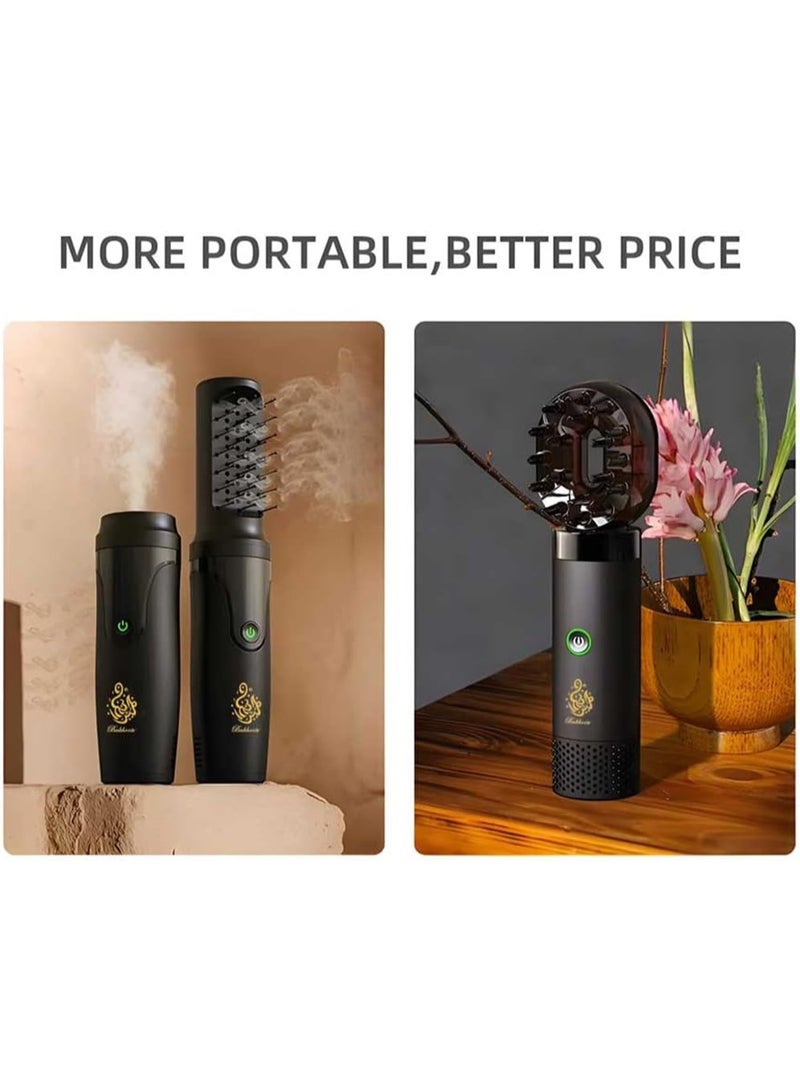 Bakhoor Upgraded Bakhoor Burner, Rechargeable Hair Incense Burner, Portable Comb Oud Bakhoor Holder, Electric Aromatherapy Machine with LED Indicator, Ideal for home, Office and Car (Black) - Image 3