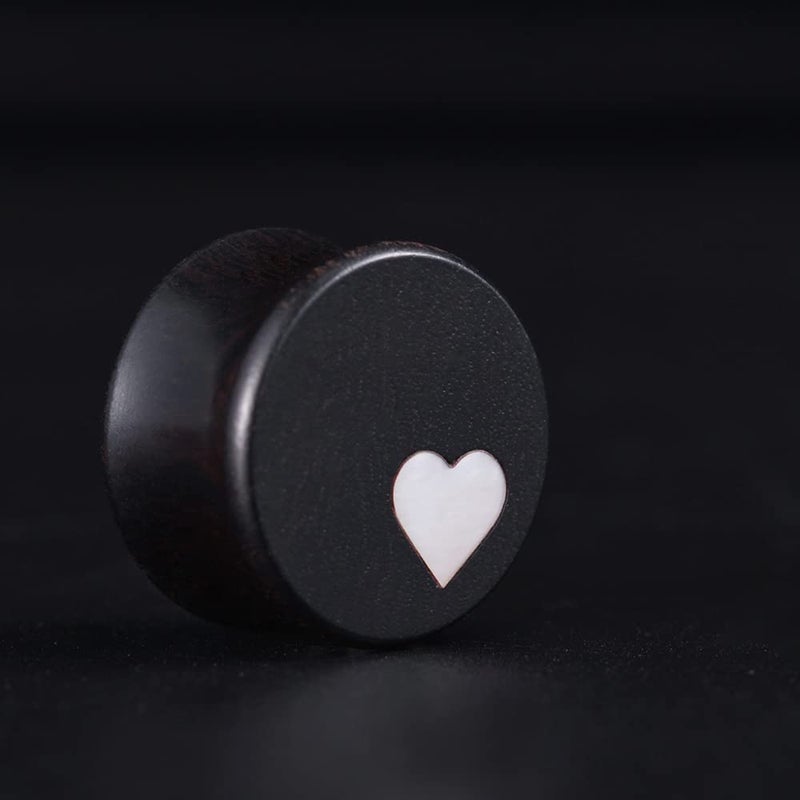 COOEAR 1 Pair Gauges For Ears Wood Saddle Plugs and Tunnels Heart Logo Earrings Expander Stretchers. - Image 2
