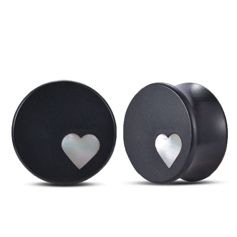 COOEAR 1 Pair Gauges For Ears Wood Saddle Plugs and Tunnels Heart Logo Earrings Expander Stretchers. - Image 1