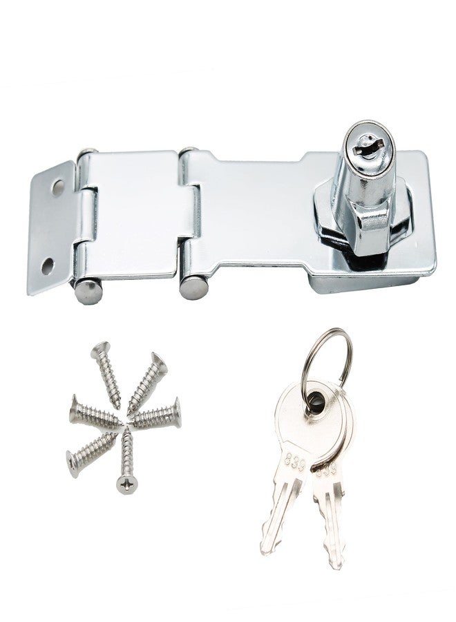 dingchi Double Hinge Safety Hasp Locks in Zinc Plated, Hardened Steel Concealed Hinge Pin Hasp Keyed Lock Door Gate Bolt Latches - Image 2