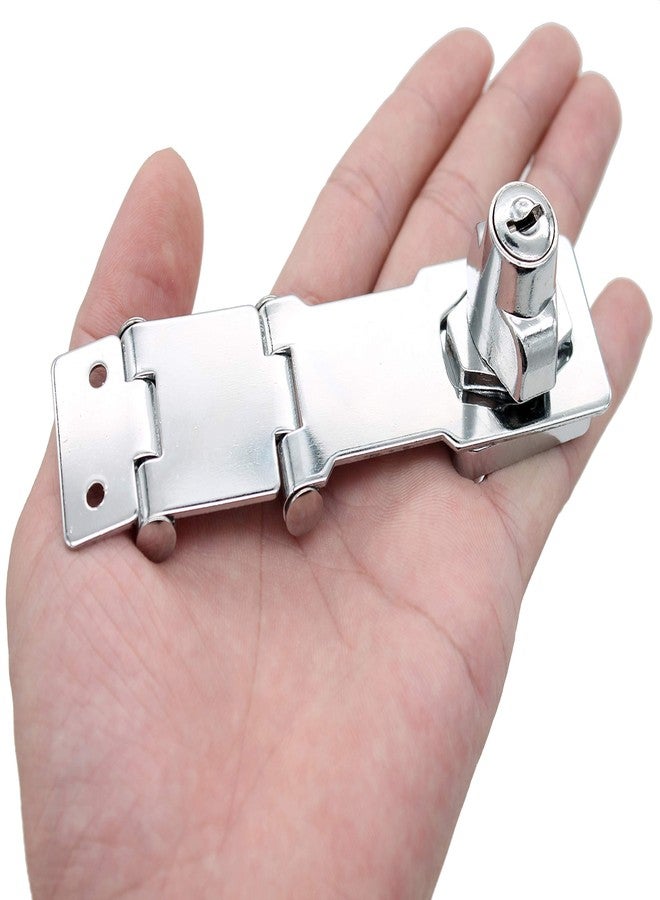 dingchi Double Hinge Safety Hasp Locks in Zinc Plated, Hardened Steel Concealed Hinge Pin Hasp Keyed Lock Door Gate Bolt Latches - Image 3