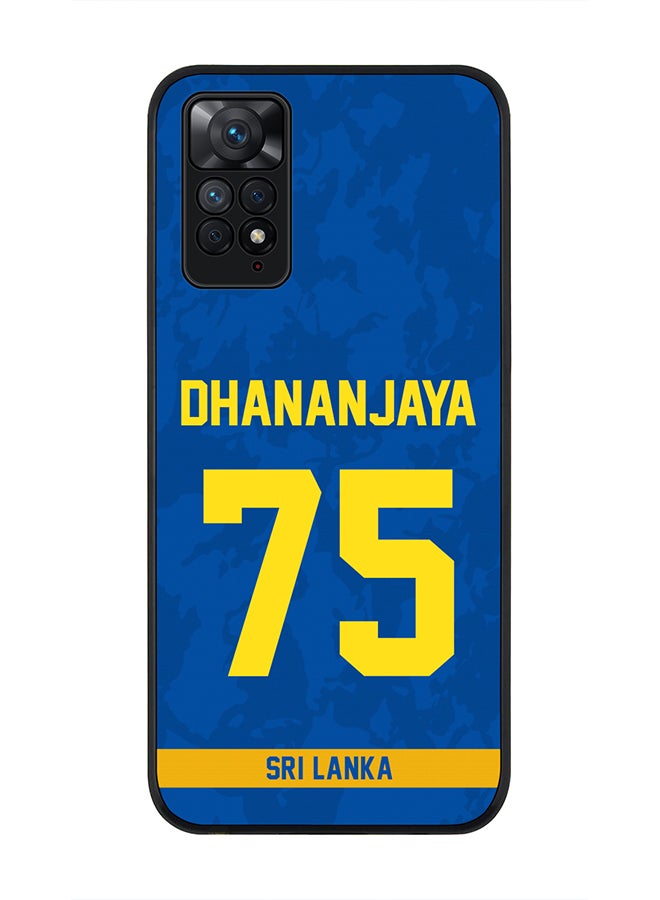 Stylizedd Rugged Black Edge Case for Redmi Note 11 4G / Redmi Note 11S, Slim fit Case Flexible thin Cover - Player Name - Dhananjaya de Silva, Jersey Number- 75 - Image 1