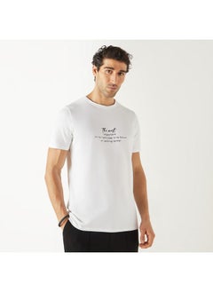 Iconic Iconic Typographic Print T-shirt with Short Sleeves  - Image 1