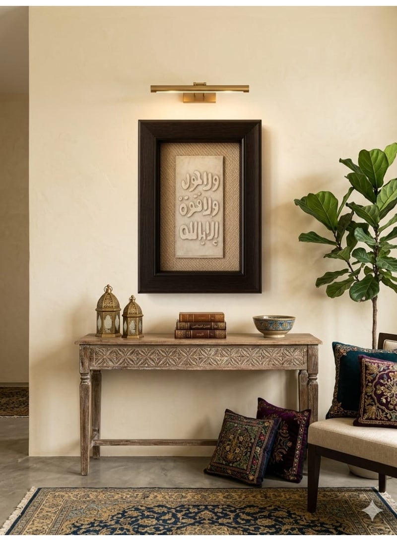 Luxury wooden wall frame with an Arabic design and burlap background – dark brown color – 30x25 cm – elegant and modern home decor - Image 3