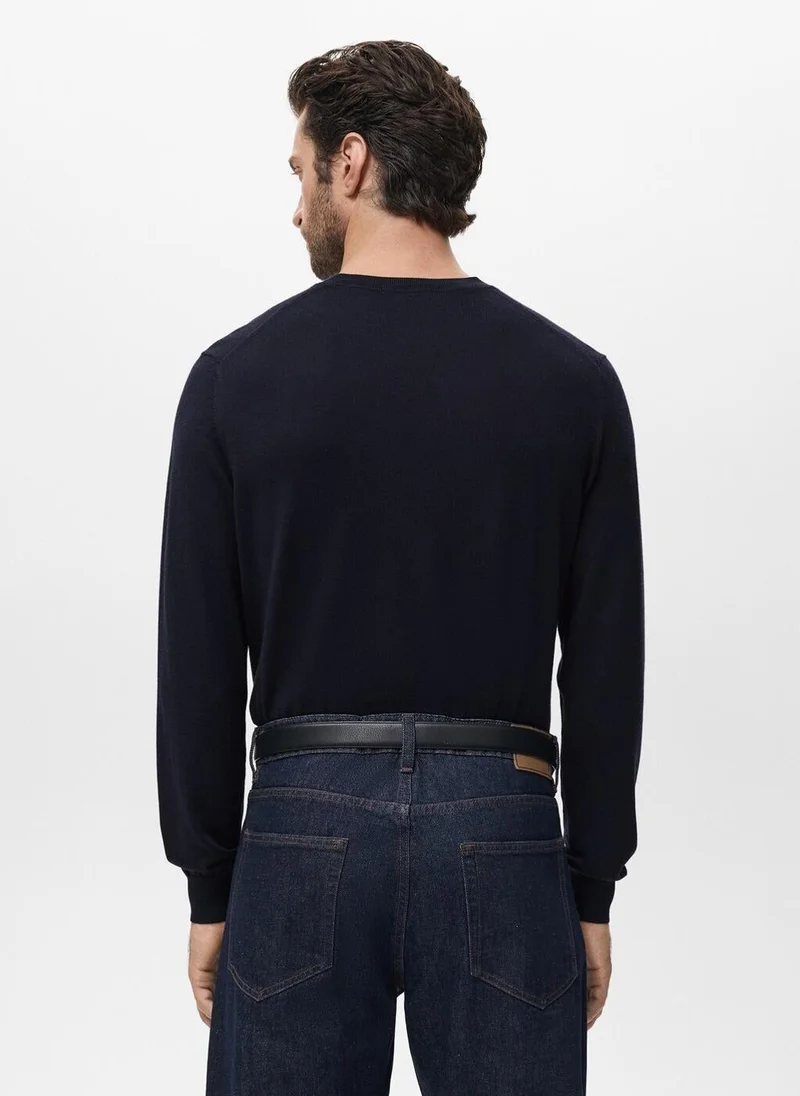 Mango Man 100% Merino Wool Crew Neck Sweater