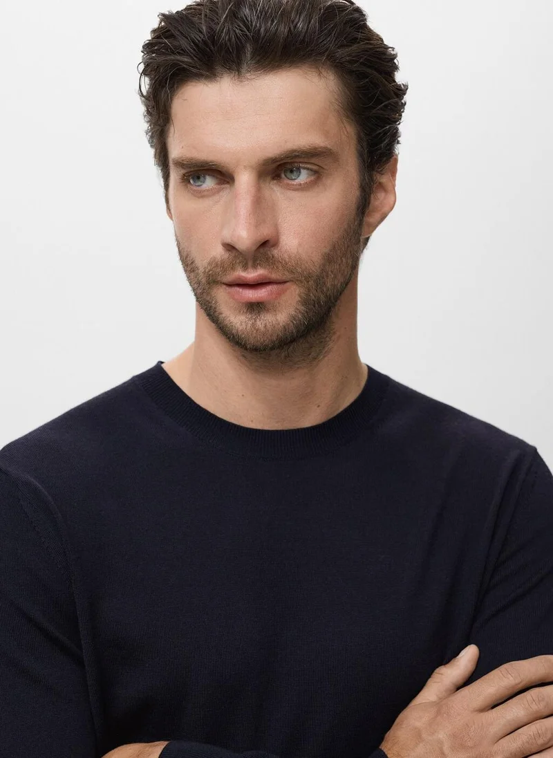 Mango Man 100% Merino Wool Crew Neck Sweater