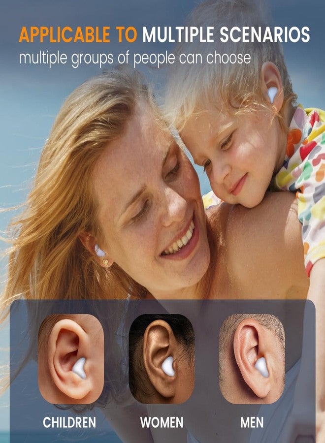 T NEWFUN Silicone Ear Plugs for Sleeping Swimming,Reusable Moldable Noise Cancelling Earplugs for Shooting Range, Swimmers, Snoring, Airplanes, Travel, Work, Studying, (16-Pillows) (White, Medium) - Image 3