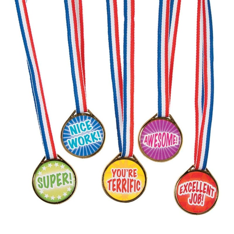 Fun Express Mega Necklaces16  PlasticAssorted Pack of 50 Award Medals MultiColor