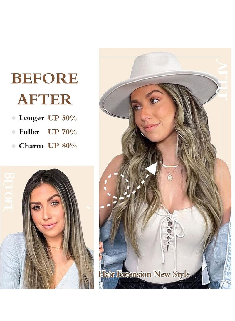 SOLARAE Hair Extensions Adjustable Long Wavy Hairextension Synthetic Wig Upgrade 4 Secure Clips in Hairpieces Invisible Wire Black Hair Extensions - Image 2