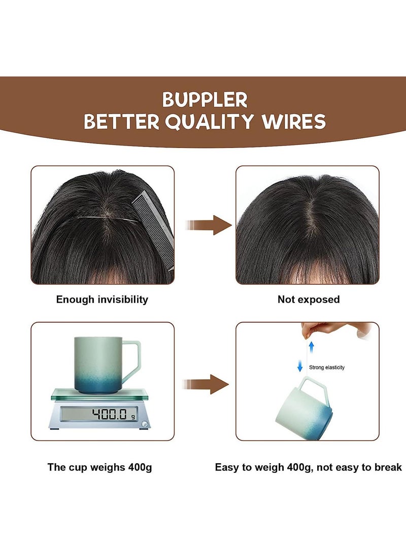 SOLARAE Hair Extensions Adjustable Long Wavy Hairextension Synthetic Wig Upgrade 4 Secure Clips in Hairpieces Invisible Wire Black Hair Extensions - Image 5