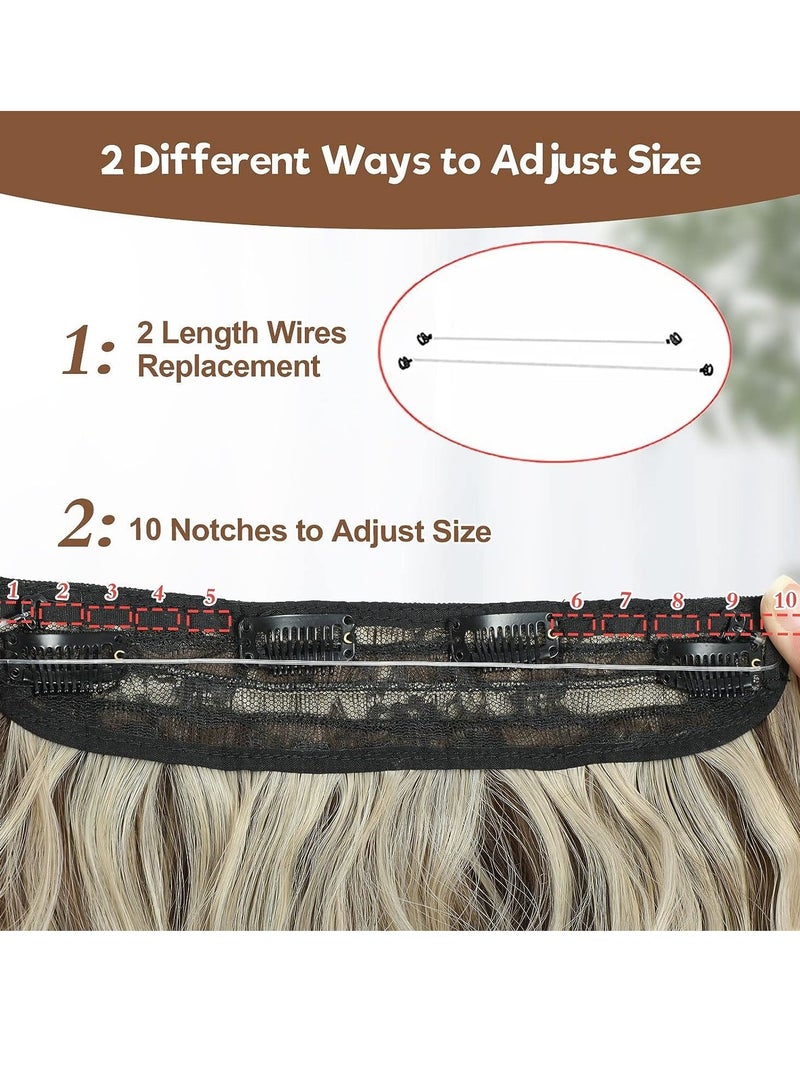 SOLARAE Hair Extensions Adjustable Long Wavy Hairextension Synthetic Wig Upgrade 4 Secure Clips in Hairpieces Invisible Wire Black Hair Extensions - Image 3