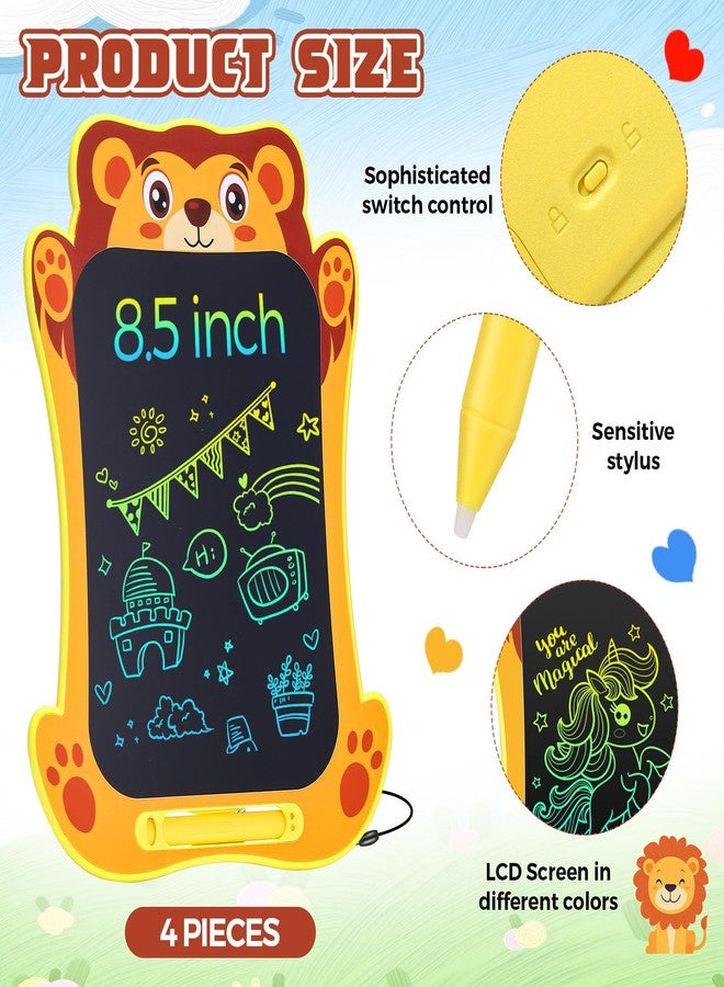 زهاو لوح كتابة على شكل أسد من Zhehao، عبوة من 4 قطع، لوح كتابة LCD مقاس 8.5 بوصة للأطفال، لوح رسم إلكتروني قابل للمسح على شكل أسد، ألعاب تعليمية، هدية لحفلات الأولاد والبنات - Image 2