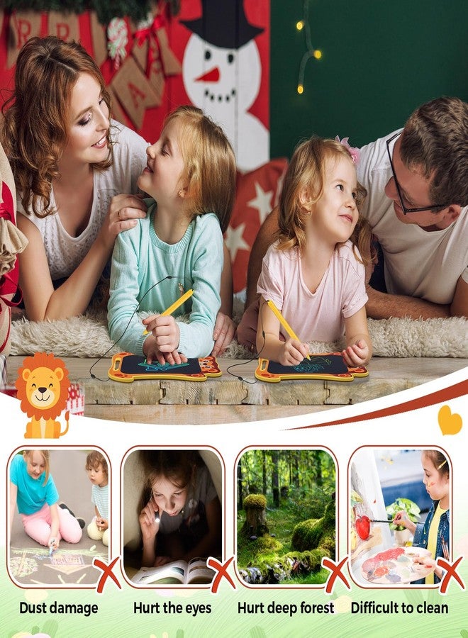 زهاو لوح كتابة على شكل أسد من Zhehao، عبوة من 4 قطع، لوح كتابة LCD مقاس 8.5 بوصة للأطفال، لوح رسم إلكتروني قابل للمسح على شكل أسد، ألعاب تعليمية، هدية لحفلات الأولاد والبنات - Image 3