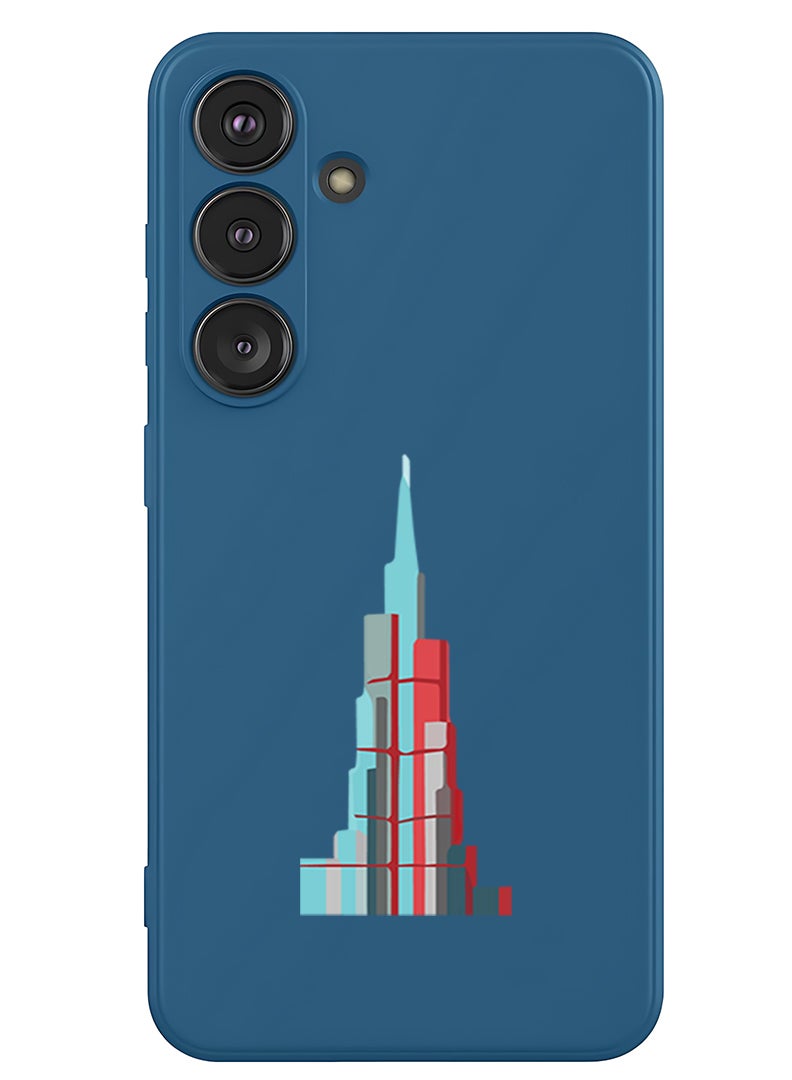 Theodor Protective Slim Fit Case Liquid Silicone Cover with Full Body Protection Anti-Scratch Shockproof Case For Samsung Galaxy S25 (Blue) - Burj Khalifa - Image 1